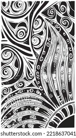 Decorative black and white gothic ornament, base for tattoo