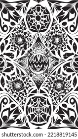 Decorative black and white gothic ornament, base for tattoo