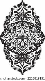 Decorative black and white gothic ornament, base for tattoo