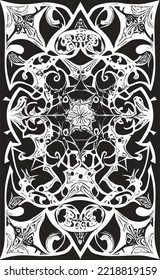 Decorative black and white gothic ornament, base for tattoo