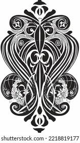 Decorative black and white gothic ornament, base for tattoo
