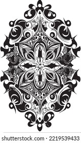 Decorative black and white gothic ornament, base for tattoo