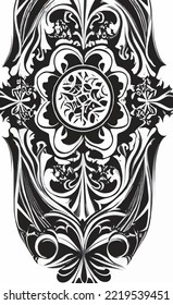 Decorative black and white gothic ornament, base for tattoo