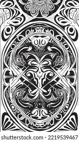 Decorative black and white gothic ornament, base for tattoo