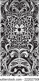 Decorative black and white gothic ornament, base for tattoo