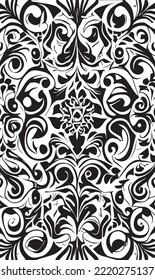 Decorative black and white gothic ornament, base for tattoo