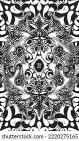 Decorative black and white gothic ornament, base for tattoo