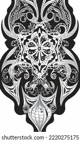 Decorative black and white gothic ornament, base for tattoo