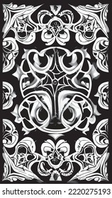 Decorative black and white gothic ornament, base for tattoo