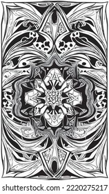 Decorative black and white gothic ornament, base for tattoo