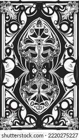 Decorative black and white gothic ornament, base for tattoo
