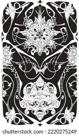 Decorative black and white gothic ornament, base for tattoo