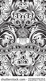 Decorative black and white gothic ornament, base for tattoo