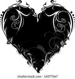 decorative black and white heart