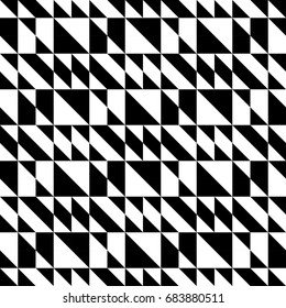 Decorative black and white ornament. Abstract seamless pattern of triangles