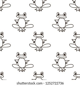 Decorative, black and white pattern with frogs. Children's textiles, design.