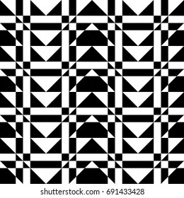 Decorative  black and white pattern. Black and white geometric seamless pattern    