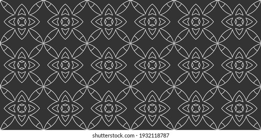 Dekoratives, nahtloses Schwarz-Weiß-Muster, Hintergrund mit geometrischen Verzierungen. Vektorgrafik