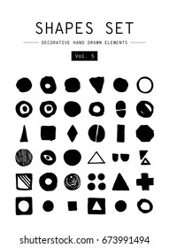 Decorative black and white set. Simple hand drawn elements. Volume 5