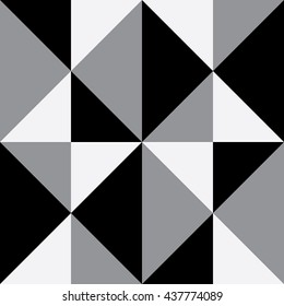 Decorative black and white triangles. Abstract decorative texture. Abstract paneling pattern. Vector seamless background. Interior wall panel.