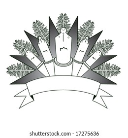 Decorative Black and white vector banner of Christmas lights awaiting your text