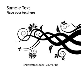 A decorative black and white vector design with space for text