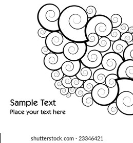 A decorative black and white vector design with space for text