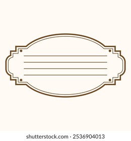 A decorative blank label design with lines for writing.