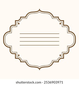 A decorative blank label design with ornate borders for customizable text.