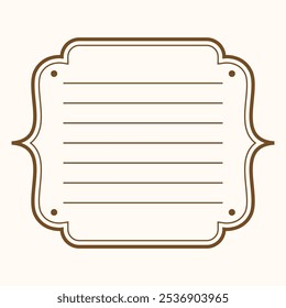A decorative blank label with lines for writing.