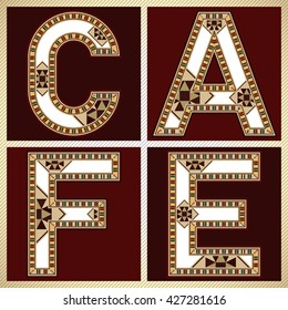 Decorative Block Typography Square CAFE Sign