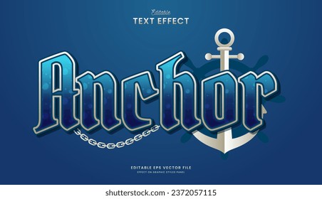 decorative blue anchor editable text effect vector design