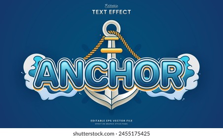 decorative blue anchor editable text effect vector design