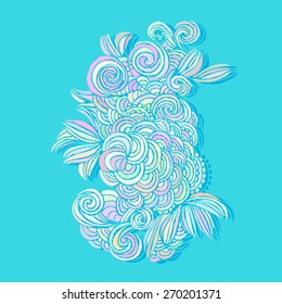Decorative blue background with floral element