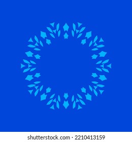 Decorative blue background with ornamental circular pattern. Card template design. Vector illustration.