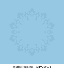 Decorative blue background with ornamental circular pattern. Card template design. Vector illustration.