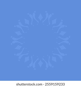Decorative blue background with ornamental circular pattern. Card template design. Vector illustration.