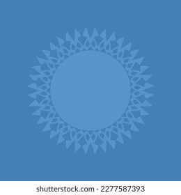 Decorative blue background with ornamental round pattern. Card template design. Vector illustration.