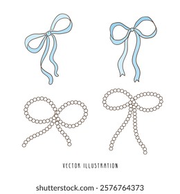 Decorative Blue Bow. Vector illustration