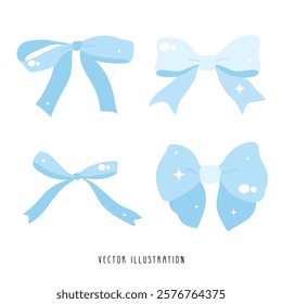 Decorative Blue Bow. Vector illustration