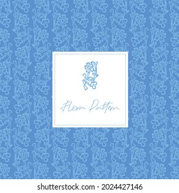 Decorative blue flower. Ornament from decorative wild flowers. Pattern for wallpaper and printing on fabric