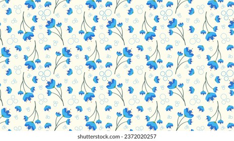 fondo de patrón ininterrumpido de flores azules decorativas