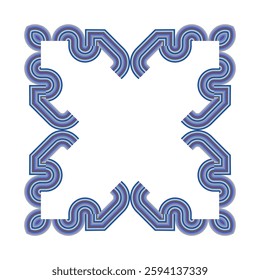 decorative blue frame, creative geometric pattern, ornament, vector design element