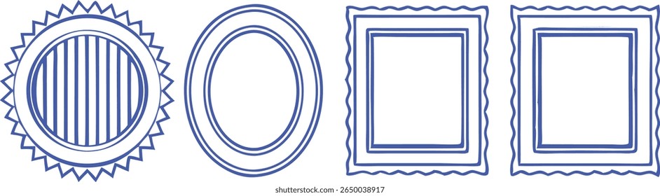 Decorative blue frames and labels collection