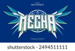 decorative blue  mecha editable text effect vector