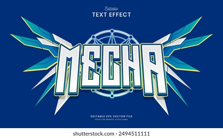 decorative blue  mecha editable text effect vector