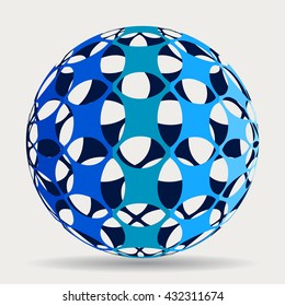 Decorative blue mesh sphere.