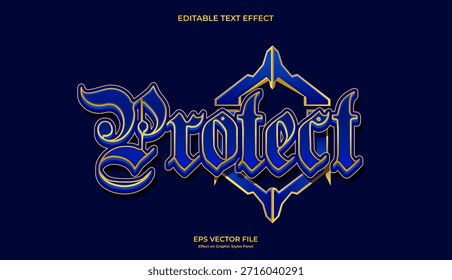 azul decorativo proteger escudo efeito de texto editável design