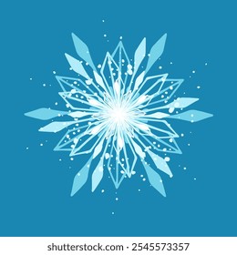 Decorative blue snowflake,festive elements for christmas,new year.Vector graphics.