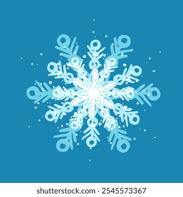Copo de nieve azul decorativo, Elementos festivos para Navidad, año nuevo. Gráficos de Vector.